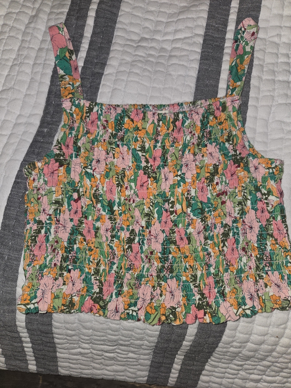 Copper Key Pink & Green Floral Smocked Cami